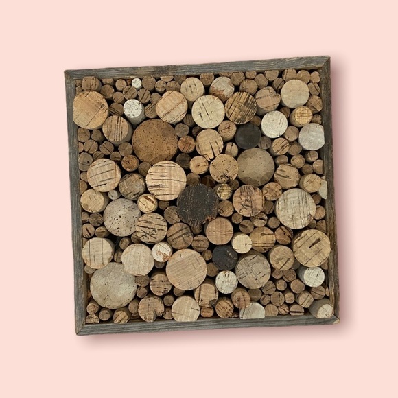 Other - PRE-OWNED Unbranded Wood Frame Filled With Multi Sizes Corks Wall Hanging Decor